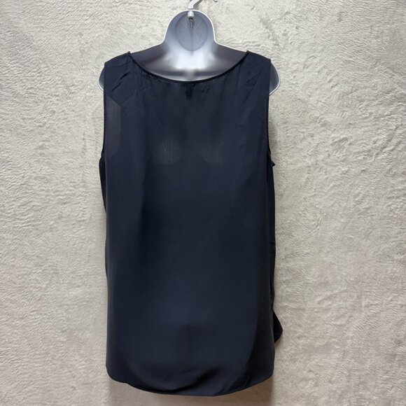 Eileen Fisher Georgette Silk Crepe Tank Top Womens Large Navy Blue Sophisticated - Picture 4 of 12